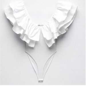 ZARA Poplin Ruffle Bodysuit